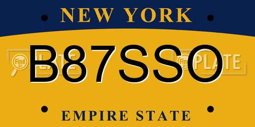 B87SSO New York License Plate