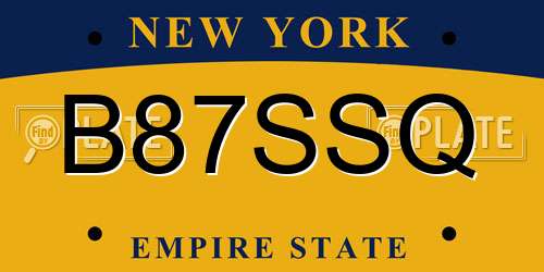 B87SSQ New York License Plate