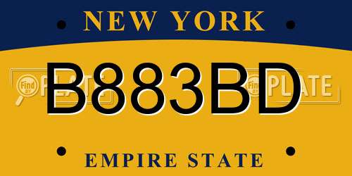 B883BD New York License Plate