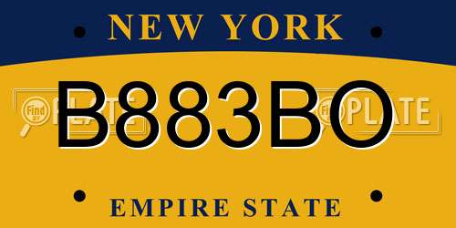 B883BO New York License Plate