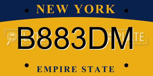 B883DM New York License Plate