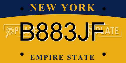 B883JF New York License Plate