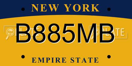 B885MB New York License Plate
