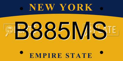 B885MS New York License Plate