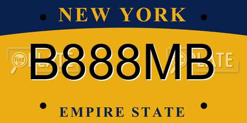 B888MB New York License Plate