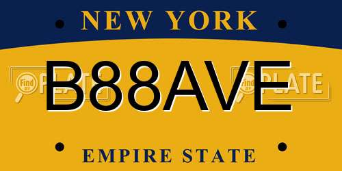 B88AVE New York License Plate