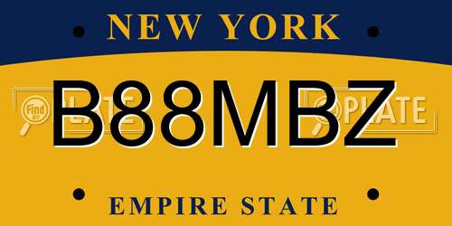 B88MBZ New York License Plate