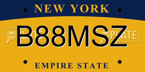 B88MSZ New York License Plate