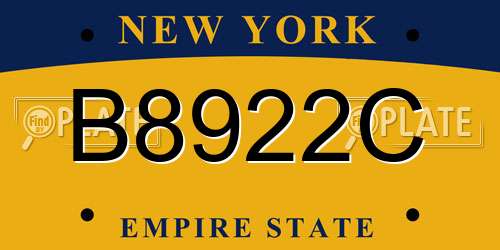 B8922C New York License Plate