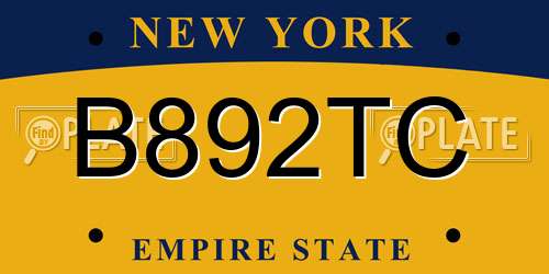 B892TC New York License Plate