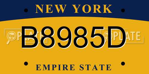 B8985D New York License Plate
