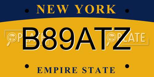 B89ATZ New York License Plate