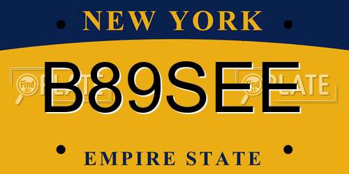 B89SEE New York License Plate