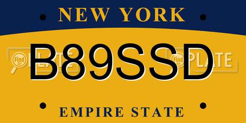 B89SSD New York License Plate
