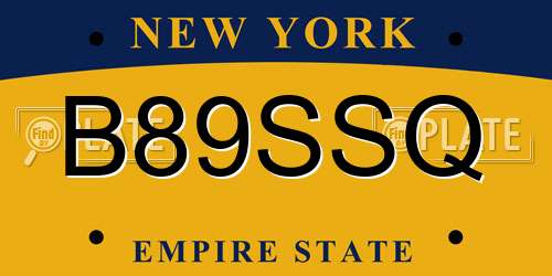 B89SSQ New York License Plate