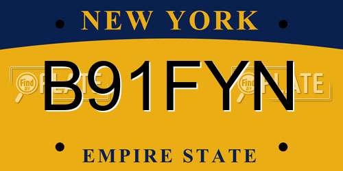 B91FYN New York License Plate