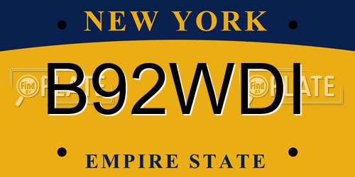 B92WDI New York License Plate