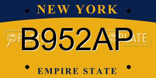 B952AP New York License Plate