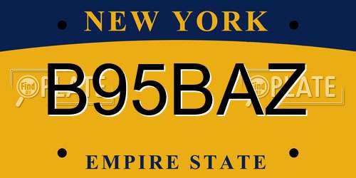 B95BAZ New York License Plate