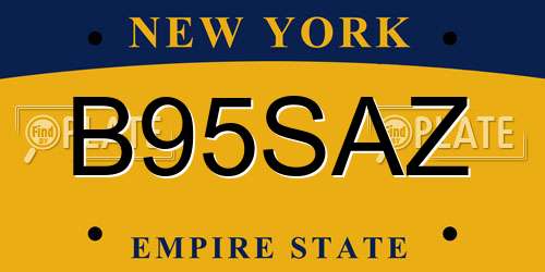 B95SAZ New York License Plate