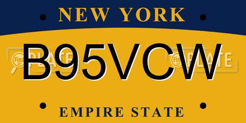 B95VCW New York License Plate