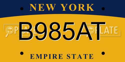B985AT New York License Plate