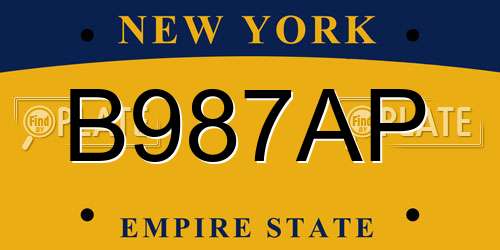 B987AP New York License Plate