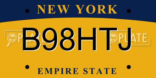 B98HTJ New York License Plate