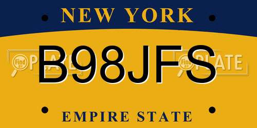 B98JFS New York License Plate
