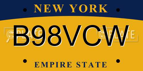 B98VCW New York License Plate