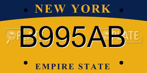 B995AB New York License Plate