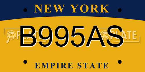 B995AS New York License Plate