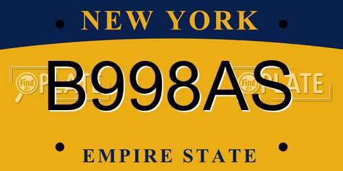 B998AS New York License Plate