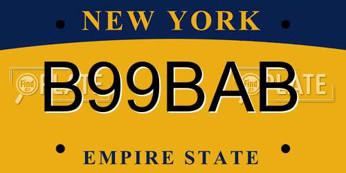 B99BAB New York License Plate