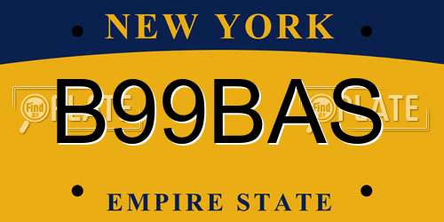 B99BAS New York License Plate
