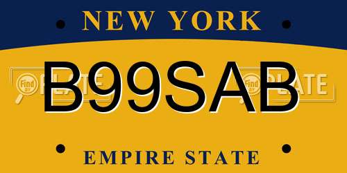 B99SAB New York License Plate