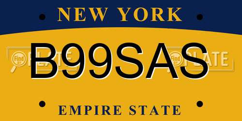 B99SAS New York License Plate