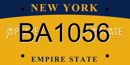 BA1056 New York License Plate