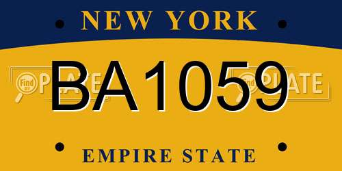 BA1059 New York License Plate