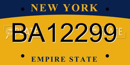 BA12299 New York License Plate