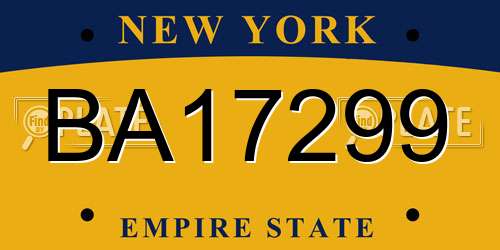 BA17299 New York License Plate