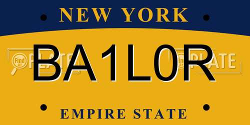 BA1L0R New York License Plate