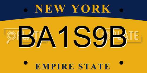 BA1S9B New York License Plate