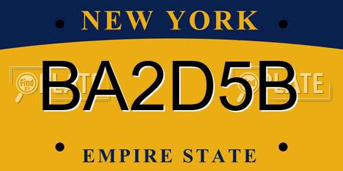 BA2D5B New York License Plate