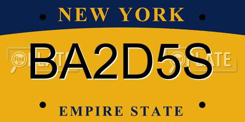 BA2D5S New York License Plate