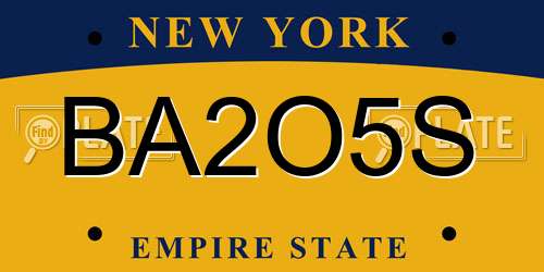BA2O5S New York License Plate