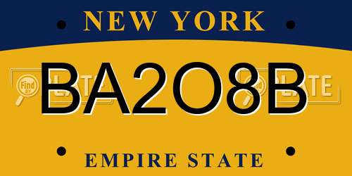 BA2O8B New York License Plate