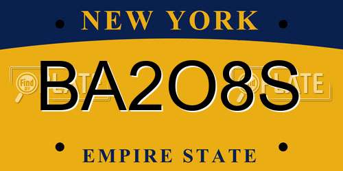BA2O8S New York License Plate