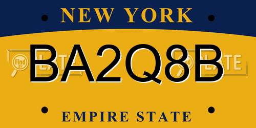 BA2Q8B New York License Plate