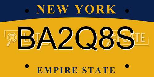 BA2Q8S New York License Plate